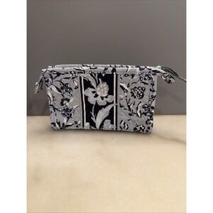 Vera Bradley Retired 2022 Pattern "Perennials Gray" Mini Trapeze Cosmetic Bag